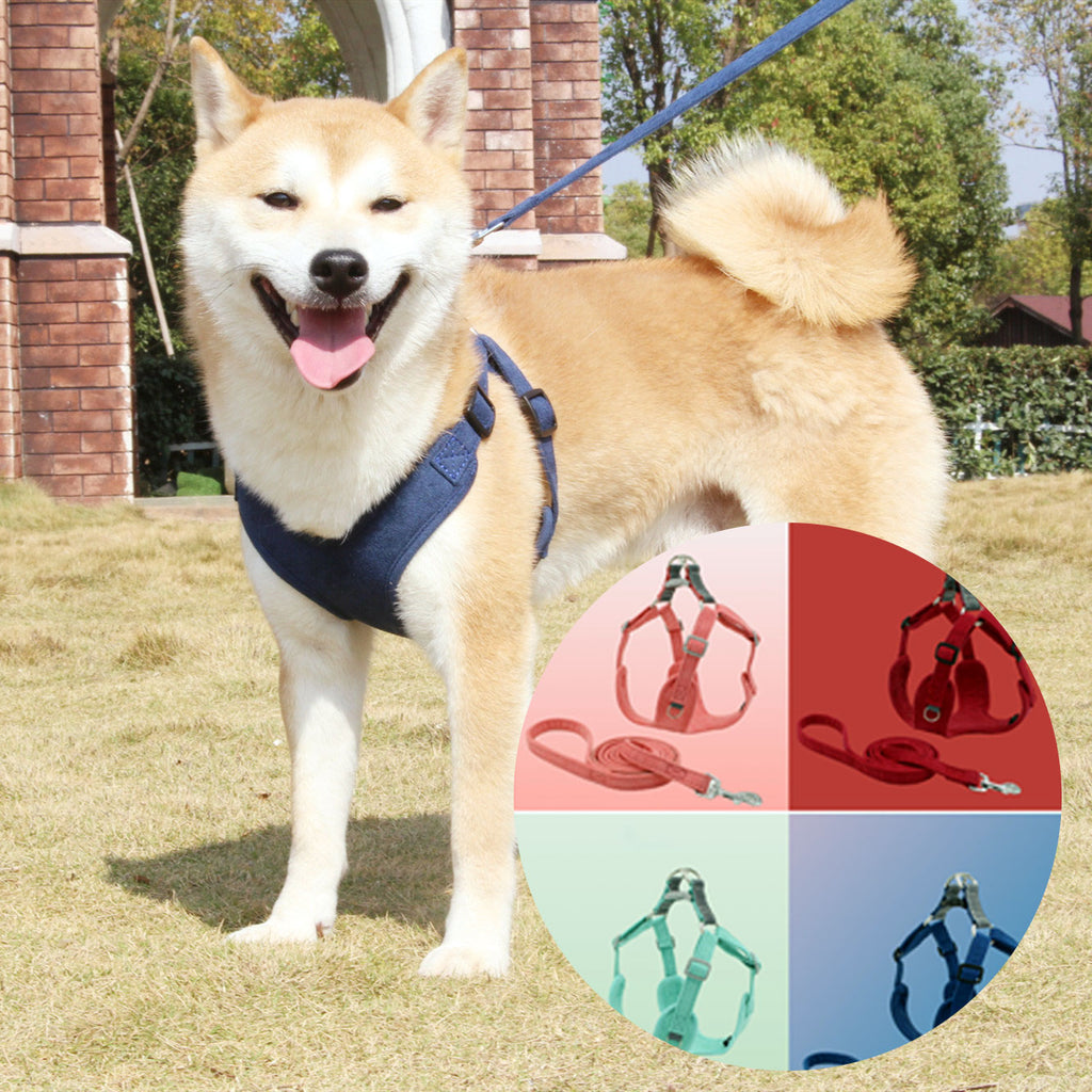 Suede Dog Vest Harness with Leash for Pets
