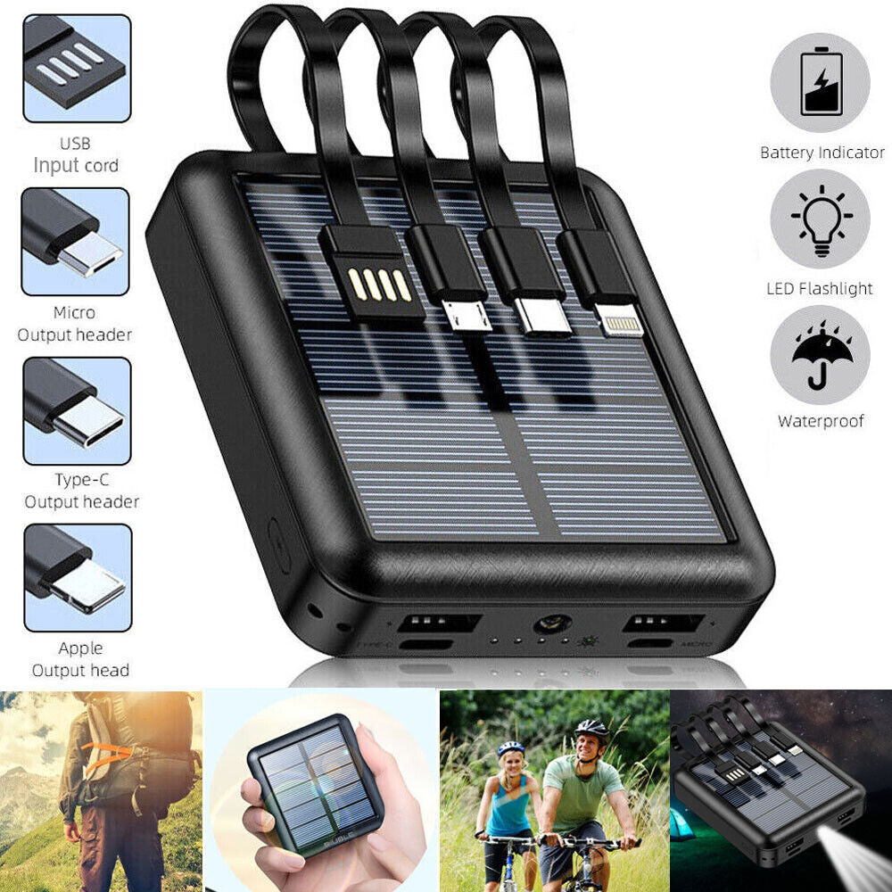 20000mAh Mini Solar Portable Power Bank for iPhone & Samsung