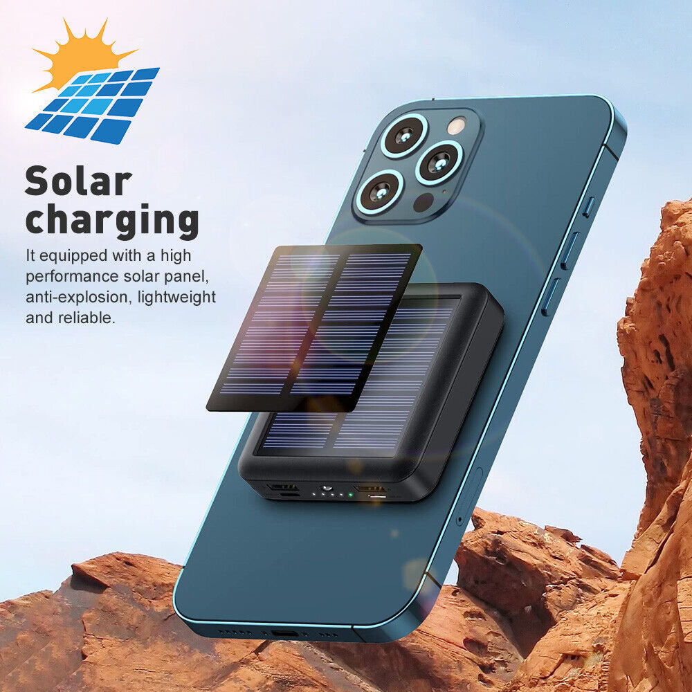 20000mAh Mini Solar Portable Power Bank for iPhone & Samsung
