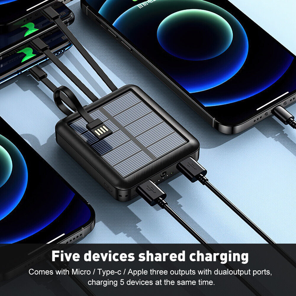 20000mAh Mini Solar Portable Power Bank for iPhone & Samsung